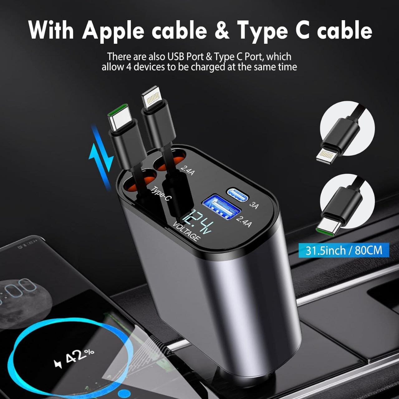 DriveSync FlexCharge 360 – The Ultimate Smart Charging Hub for Your Car