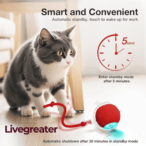 LiveGreater™ Smart Chase Pro – Rechargeable 360° Interactive Cat Toy