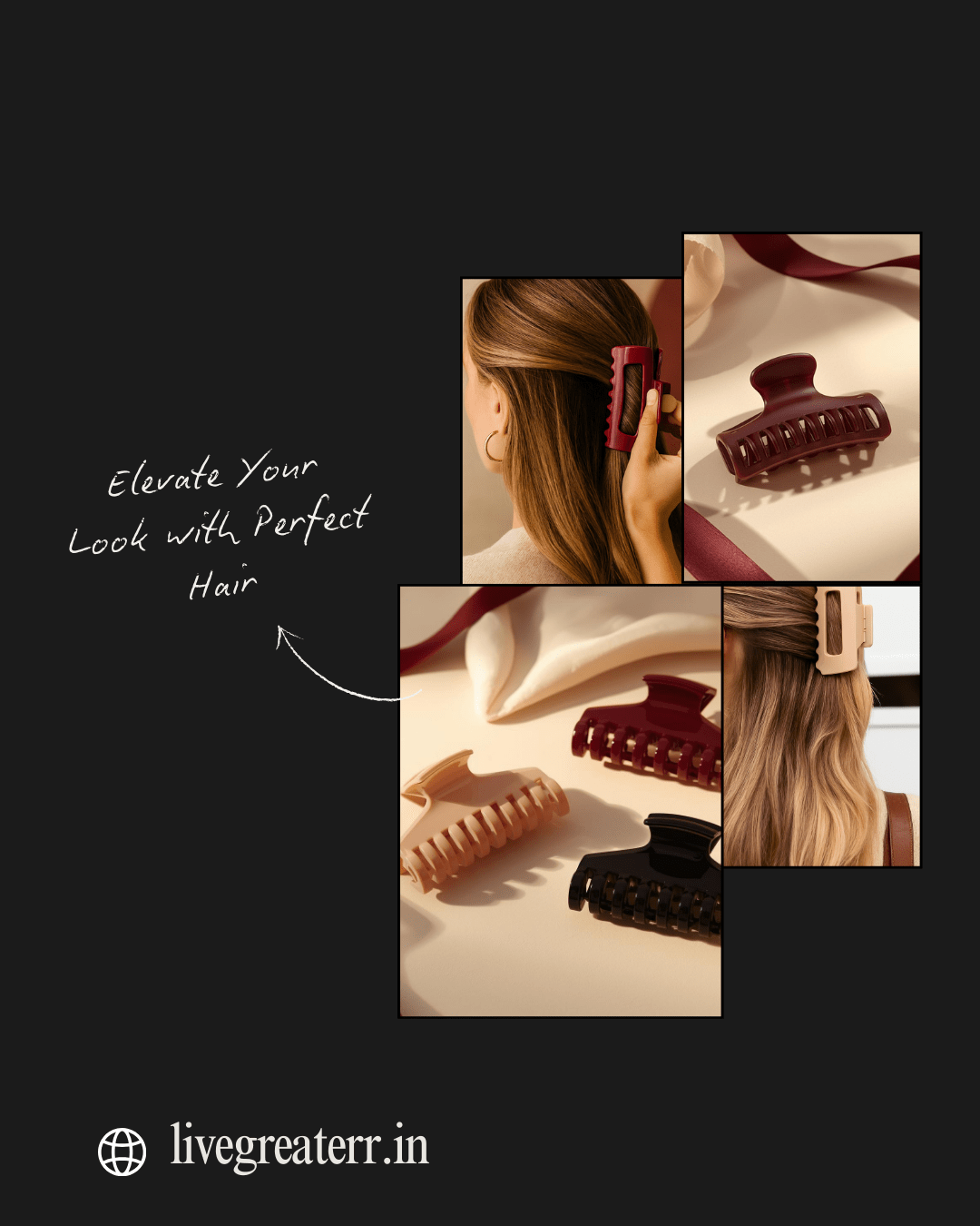 LiveGreater Elegance Clip | Premium Flexible Hair Claw