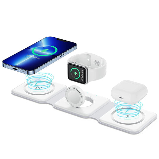 LiveGreater PowerFold TrioDock | (3-in-1 Foldable Magnetic Wireless Charging Station)