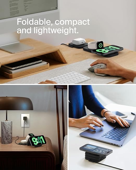 LiveGreater PowerFold TrioDock | (3-in-1 Foldable Magnetic Wireless Charging Station)