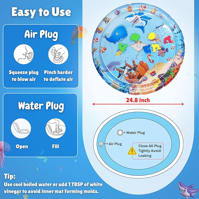 LiveGreater AquaBloom | Baby Water Play Mat for Tummy Time & Early Development