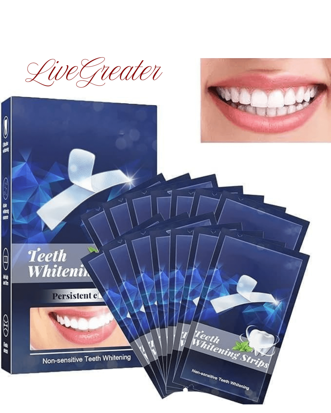 LiveGreater SmileStrips - Teeth Whitening Strips – Enamel Safe | 14 Strips