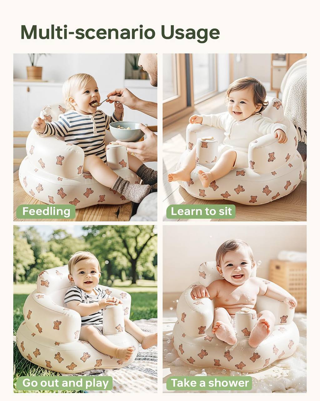 LiveGreater AirCuddle™ - Inflatable Baby Sofa with Pump Inside